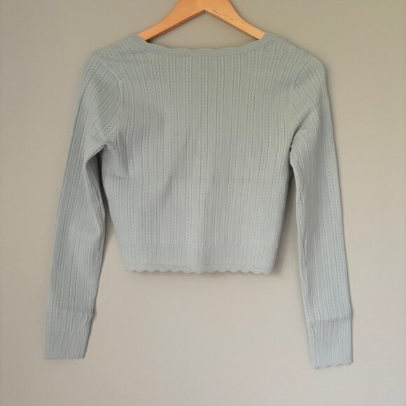 NWT LoveShackFancy Martti Stretch Pointelle Cardigan Eau De Nil Green | XS - Picture 8 of 11